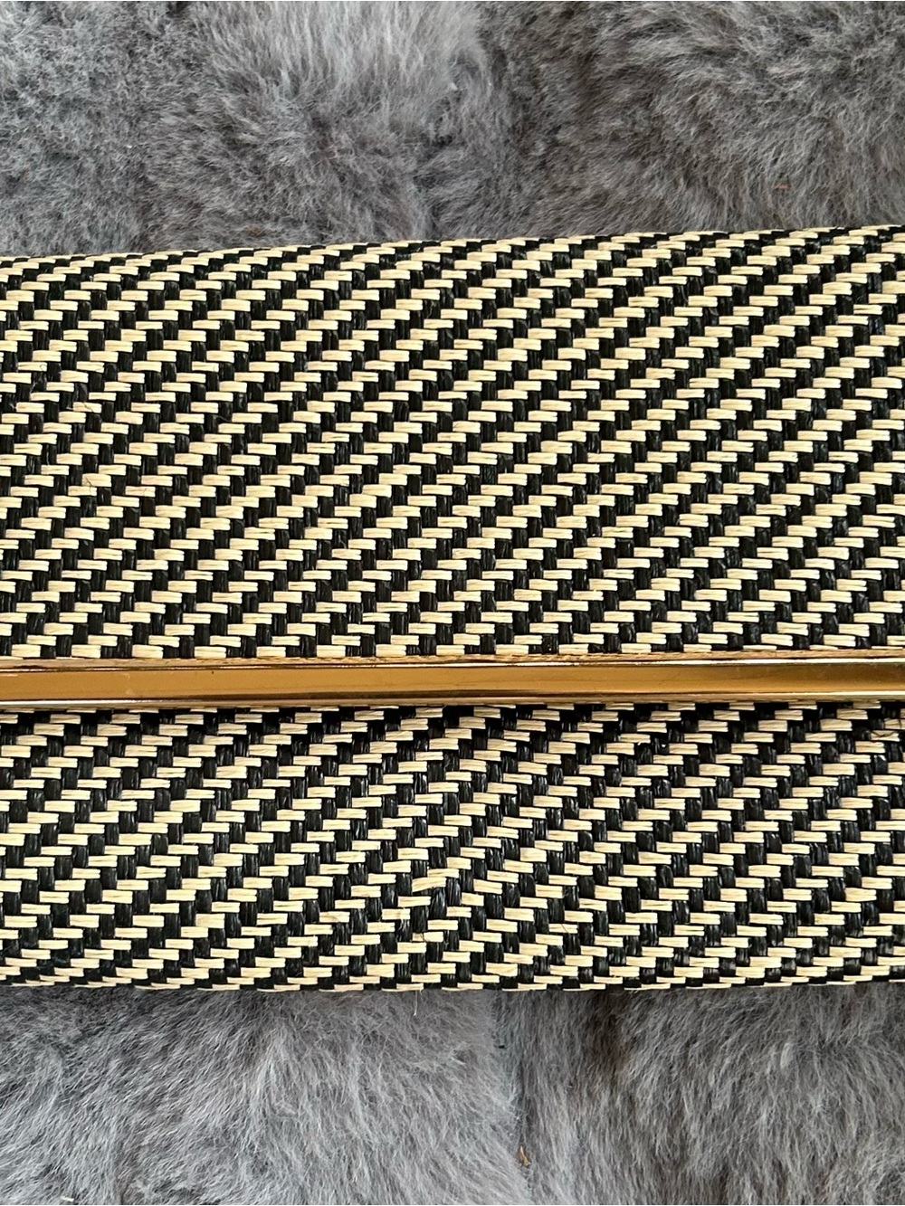 Atmosphere Black & Cream Woven Clutch with Gold Accent